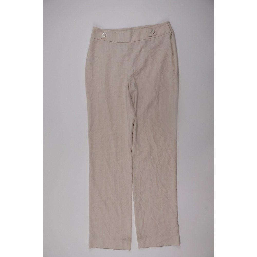 Elie Tahari Pants Straight Leg 10 Beige Linen Blend Workwear Professional